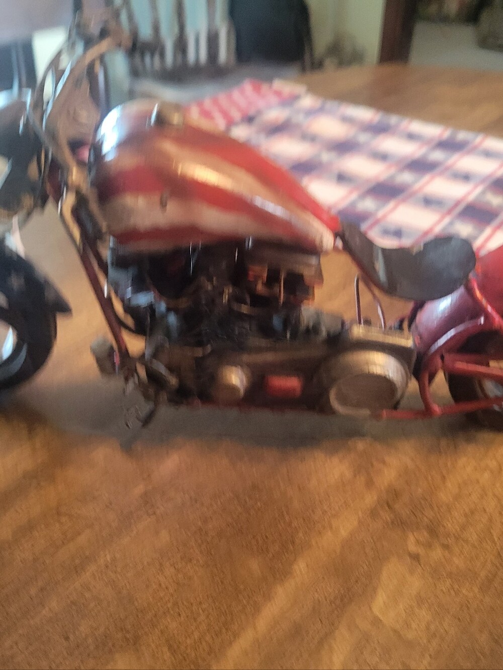 Red Vintage-Style Toy Motorcycle Model for Kids